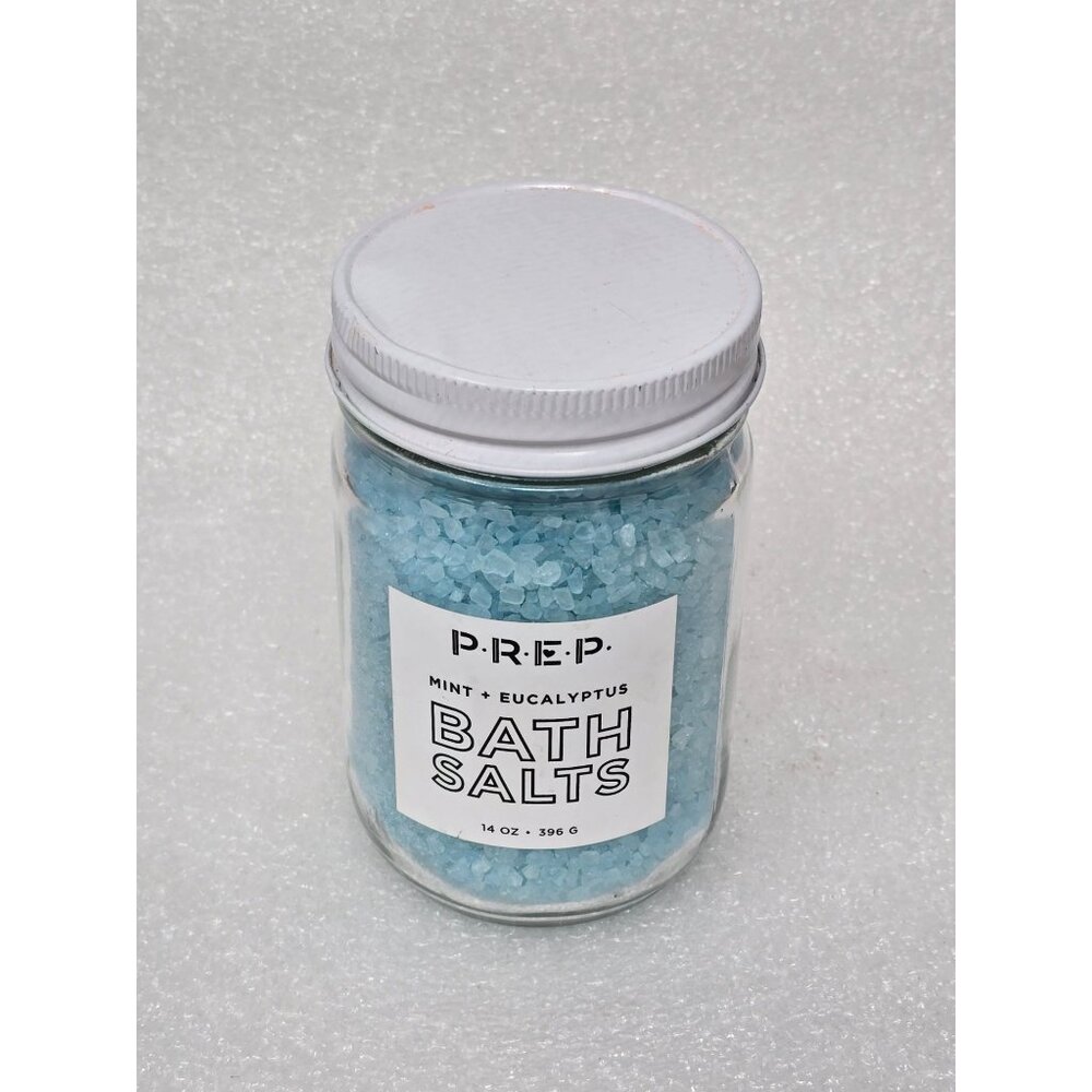P.R.E.P. Mint & Eucalyptus Bath Salts 14 Oz Glass Jar Relaxation Soak Spa